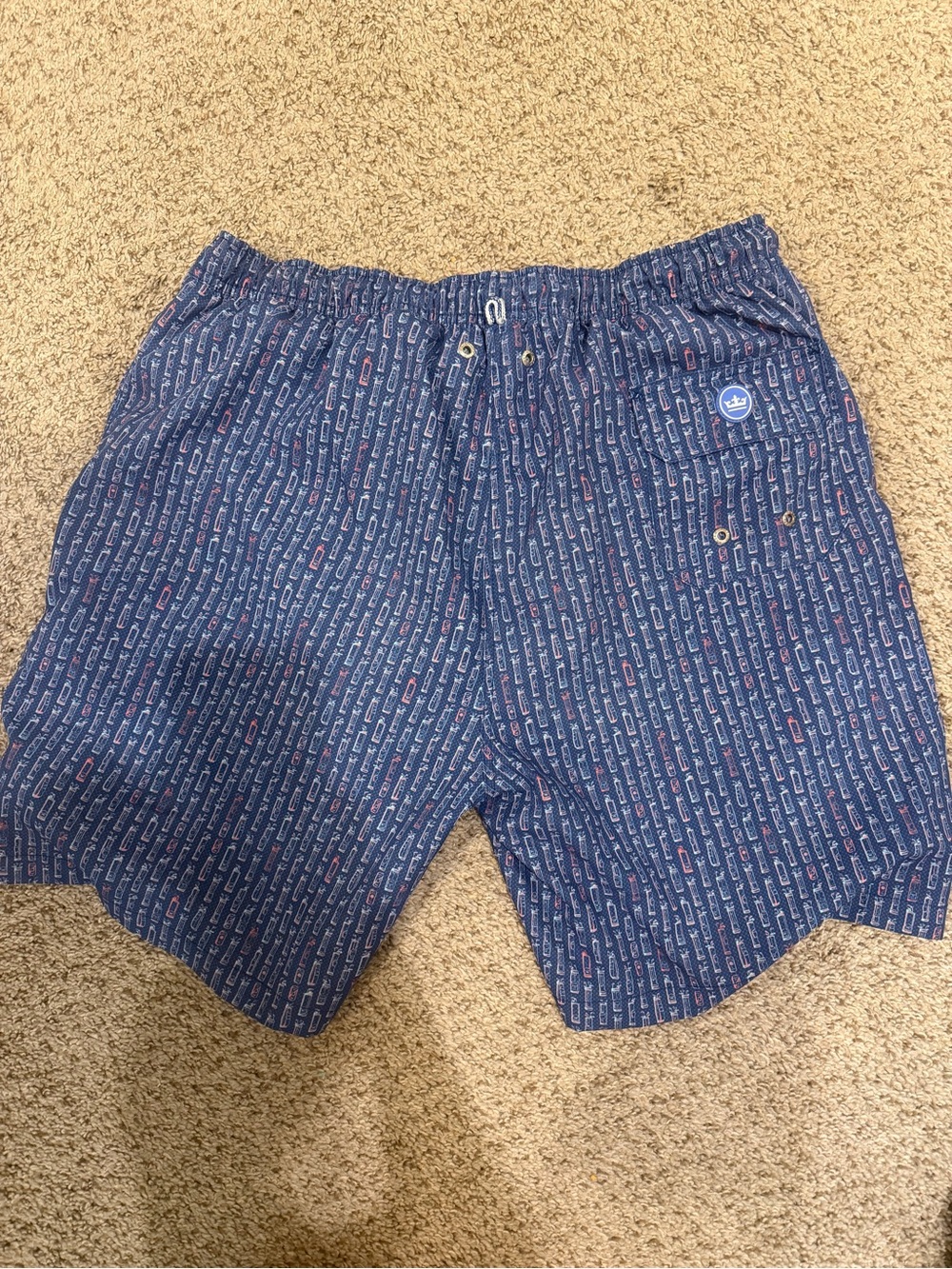 Peter Millar Large Men's Navy Patterned Swim Shorts - Unbranded